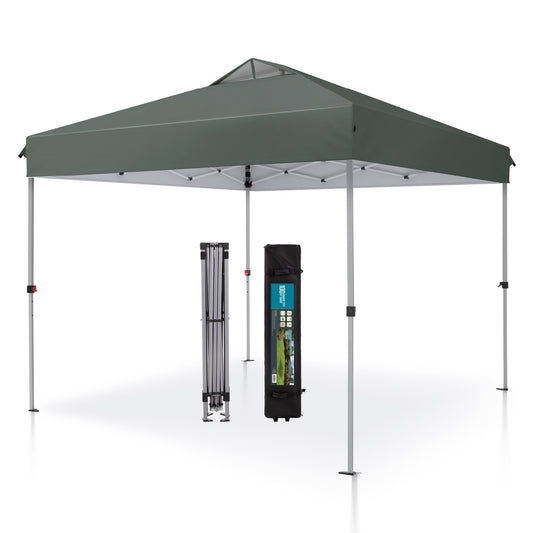 MAISON ARTS 10 x 10ft Pop up Canopy Tent Straight Legs Instant Canopy for Outside with Wheeled Bag - Gray