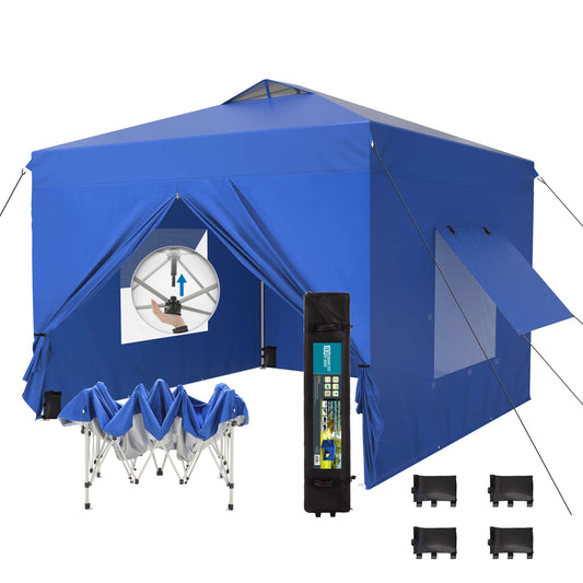 MAISON ARTS 10' x 10' Pop up Canopy Tent with Sidewalls for Outside, Blue