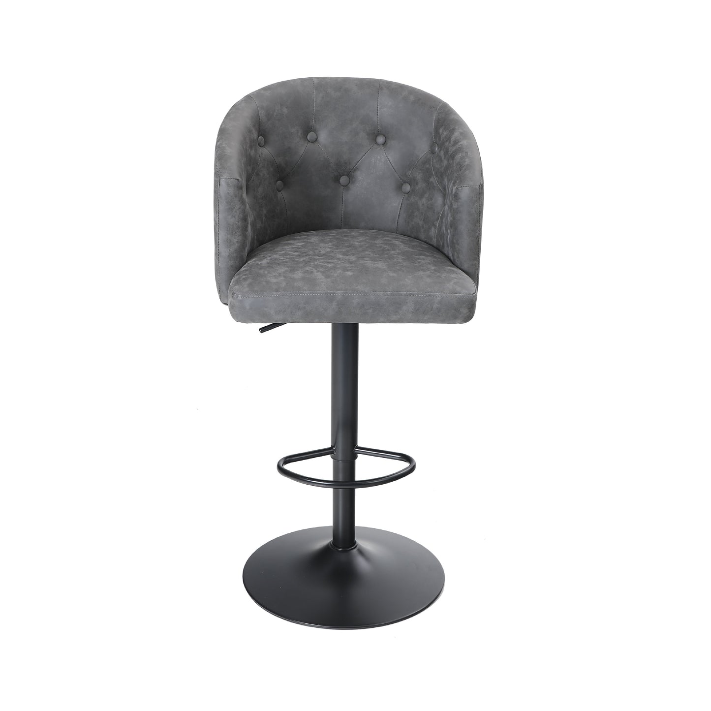 PHI VILLA Adjustable PU Leather Swivel Bar Stool with Backrest and Armrest, Seat Height 25"-33"