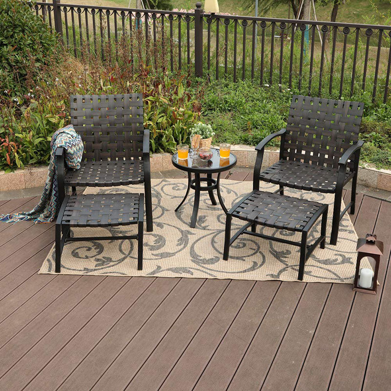 PHI VILLA 5-Piece Patio Conversation Set with Ottomans and Table