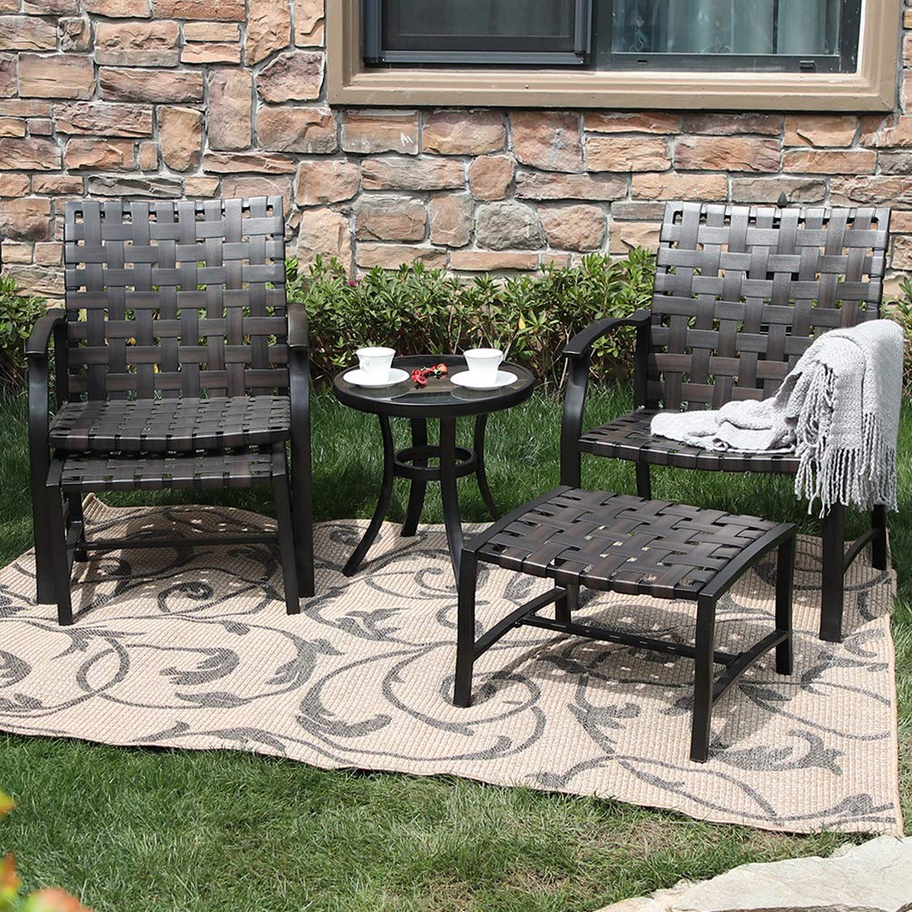 PHI VILLA 5-Piece Patio Conversation Set with Ottomans and Table