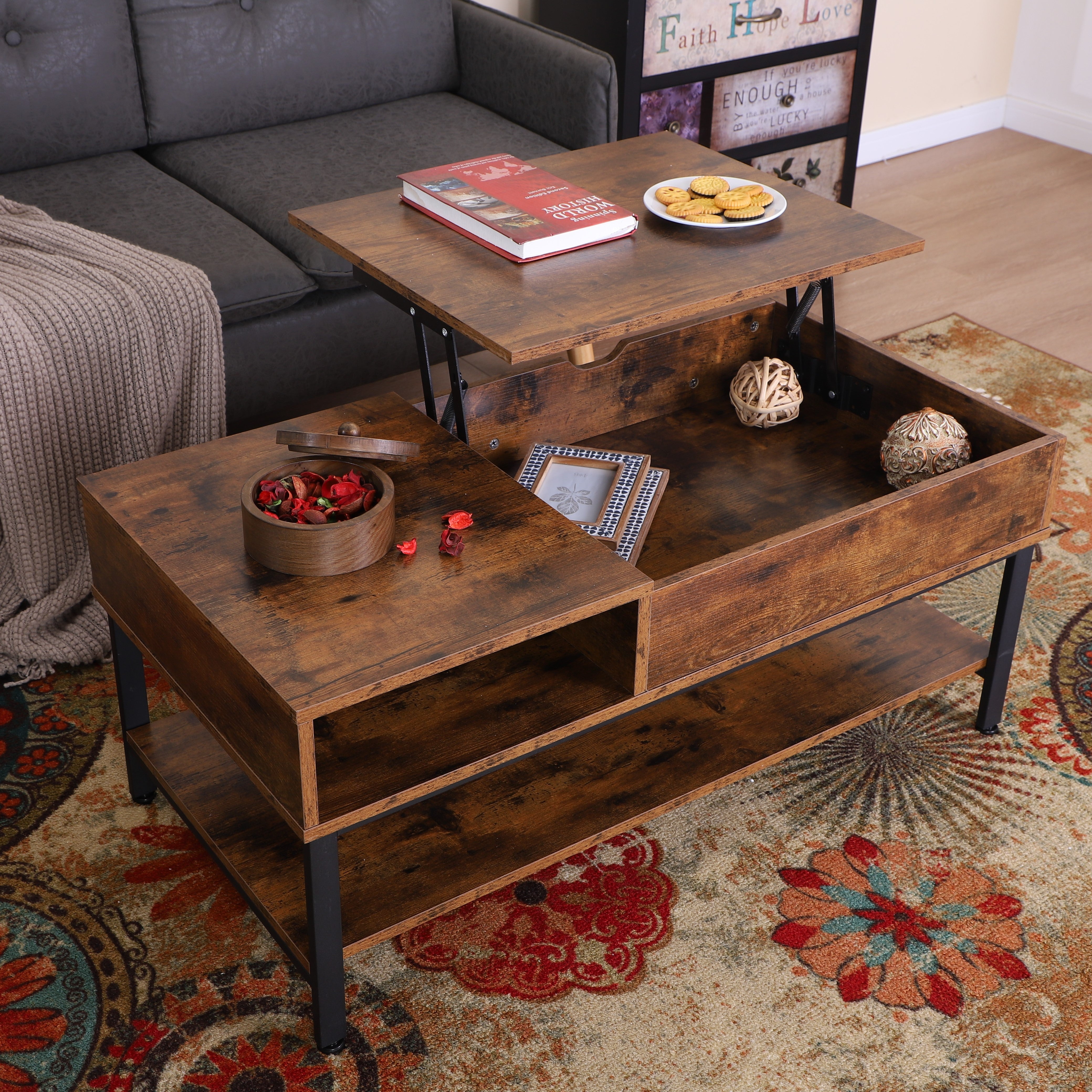 Villar coffee store table with storage